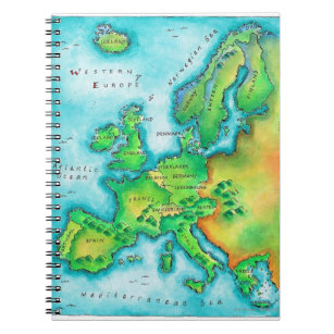 Caderno Espiral Mapa da Europa Ocidental