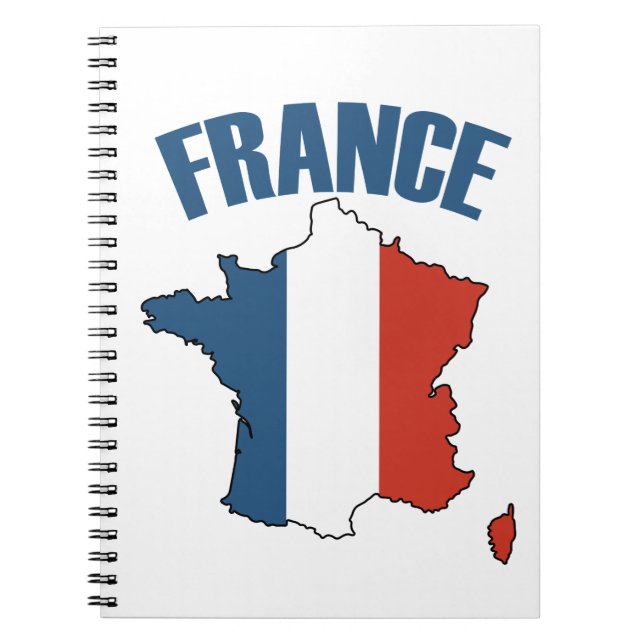 Caderno Espiral Mapa da França - Bandeira Francesa (Frente)