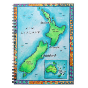 Caderno Espiral Mapa da Nova Zelândia 2
