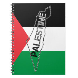 Caderno Espiral Mapa da Palestina Livre sobre a Bandeira da Palest