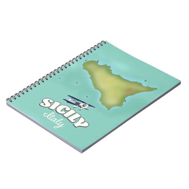 Caderno Espiral Mapa da Sicília Itália estilo vintage (Left Side)