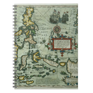 Caderno Espiral Mapa das Índias do leste, bar. 1635 em Amsterdão