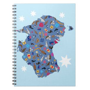Caderno Espiral Mapa de Austrália com artigos culturais