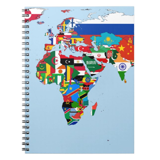 Caderno Espiral Mapa de Bandeiras do Mundo 2 (Frente)