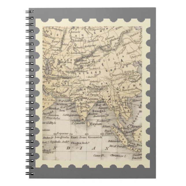 Caderno Espiral Mapa de Carimbo Asiático (Frente)
