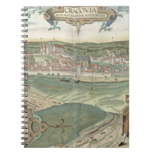 Caderno Espiral Mapa de Cracow, de "Civitates Orbis Terrarum"