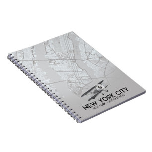 Caderno Espiral mapa de estilos de Nova Iorque Vintage
