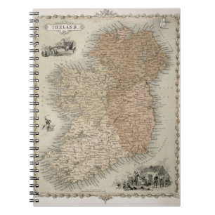 Caderno Espiral Mapa de Ireland, c.1850 publicado (en mão-colorid