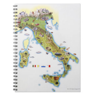 Caderno Espiral Mapa de Italia