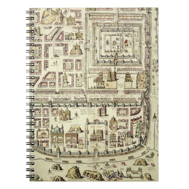 Caderno Espiral Mapa de Jerusalem e dos arredores, 'de C (Frente)