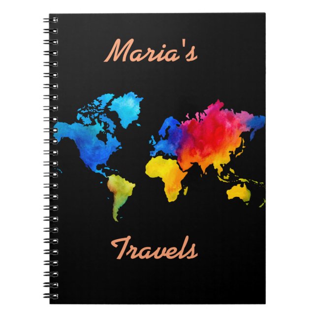 Caderno Espiral Mapa de mundo (Frente)