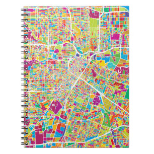 Caderno Espiral Mapa de néon de Houston, Texas  