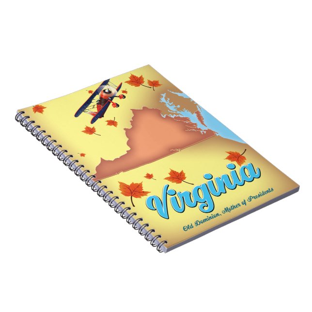 Caderno Espiral mapa de pôster de viagem retrô do estado da Virgín (Lado Direito)