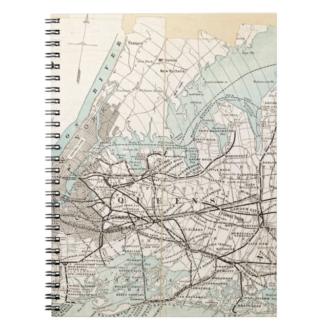 Caderno Espiral Mapa de Reis, Rainhas, Long Island (Frente)