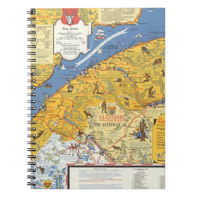 Caderno Espiral Mapa de Vacanes, Quebec, Gaspesie (Canadá) (Frente)
