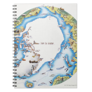 Caderno Espiral Mapa do ártico