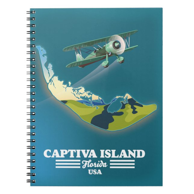 Caderno Espiral Mapa do Captiva Island Florida USA (Frente)