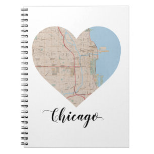 Caderno Espiral Mapa do coração de Chicago