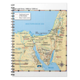 Caderno Espiral Mapa do êxodo Egipto e Sinai 1400 a de Moses B