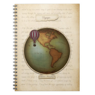 Caderno Espiral Mapa do Hemisfério Ocidental Neo-Victoriano