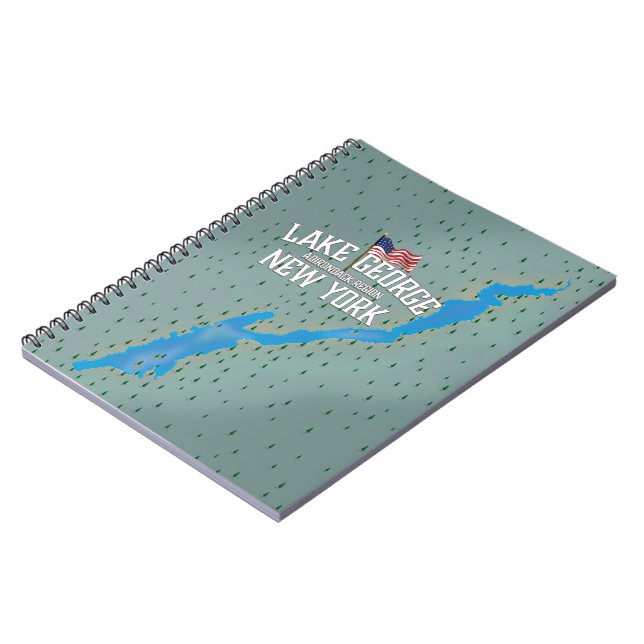 Caderno Espiral Mapa do Lago George New York (Left Side)