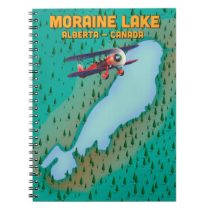 Caderno Espiral Mapa do lago Moraine Alberta Canadá