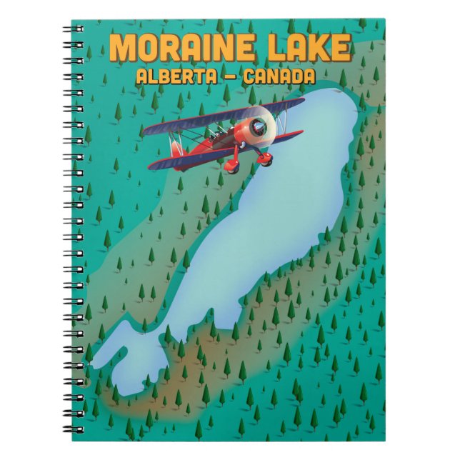 Caderno Espiral Mapa do lago Moraine Alberta Canadá (Frente)