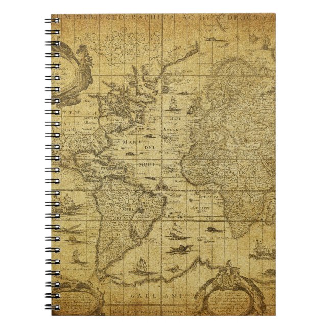 Caderno Espiral mapa do mundo 1635 (Frente)