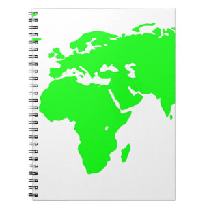 Caderno Espiral Mapa do Mundo Branco Verde