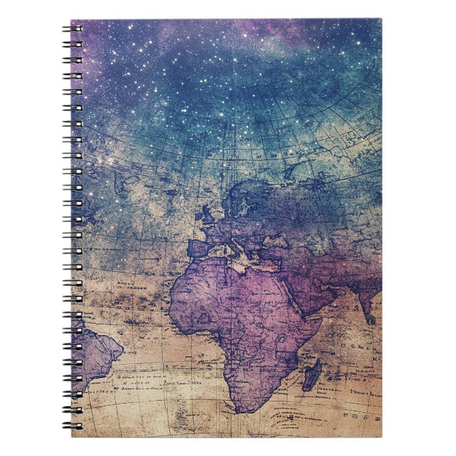 Caderno Espiral Mapa do Mundo Celestial Roxo (13) (Frente)
