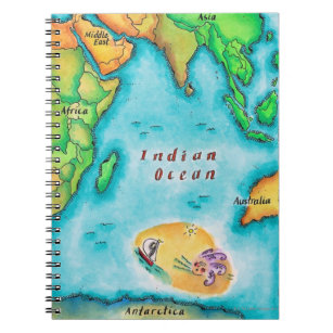 Caderno Espiral Mapa do Oceano Índico