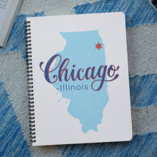 Caderno Espiral Mapa do Vintage de Chicago Illinois