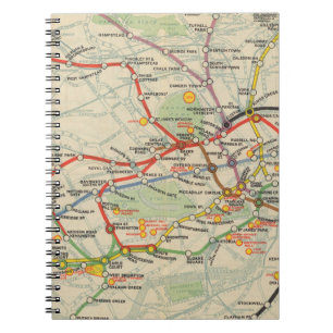 Caderno Espiral Mapa dos Caminhos de Ferro Subterrâneos de Londre