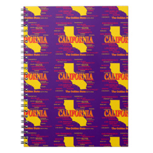 Caderno Espiral Mapa dos Estados da Califórnia, Los Angeles, San