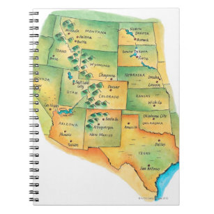 Caderno Espiral Mapa dos Estados Unidos Ocidentais
