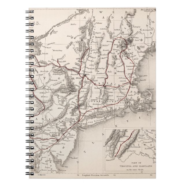 Caderno Espiral Mapa: EUA do nordeste (Frente)
