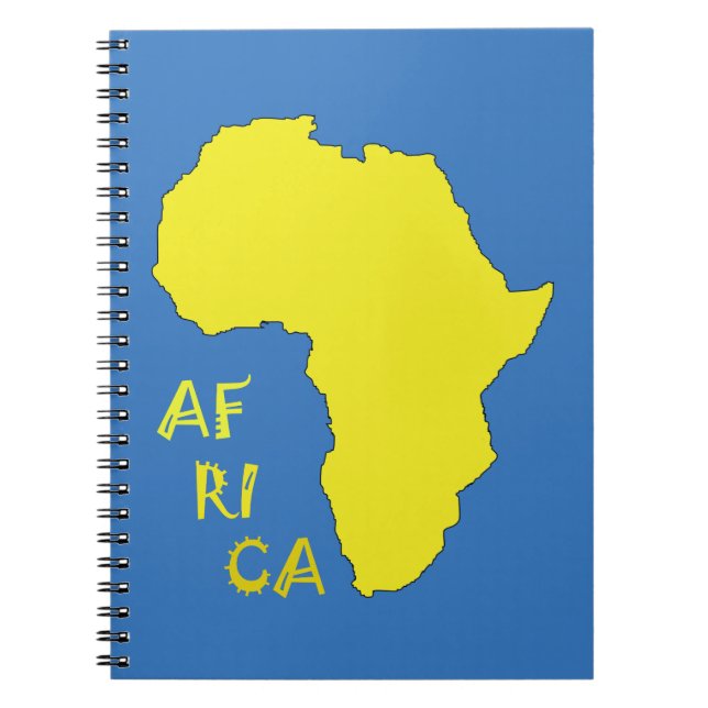 Caderno Espiral Mapa Funky Amarelo da África (Frente)