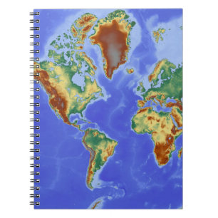 Caderno Espiral Mapa Geográfico Internacional Mundial 