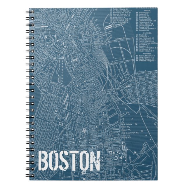 Caderno Espiral Mapa gráfico de Boston (Frente)