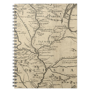 Caderno Espiral Mapa histórico de Illinois de 1718