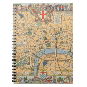 Caderno Espiral Mapa Infantil de Londres, Inglaterra