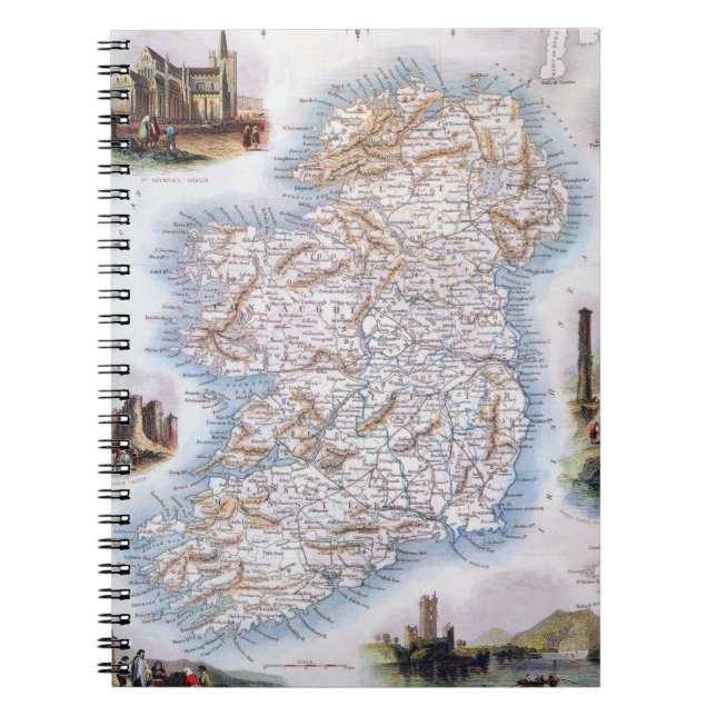 Caderno Espiral Mapa: Ireland, 1851 (Frente)