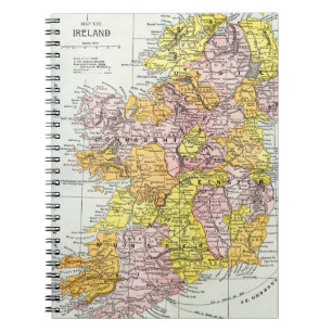 Caderno Espiral MAPA: IRELAND, c1890