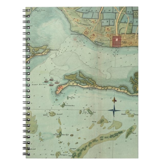 CADERNO ESPIRAL MAPA: JAMAICA, 1756 (Frente)