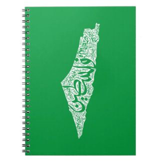 Caderno Espiral Mapa livre da Palestina e bandeira ف ل س ط ي ن