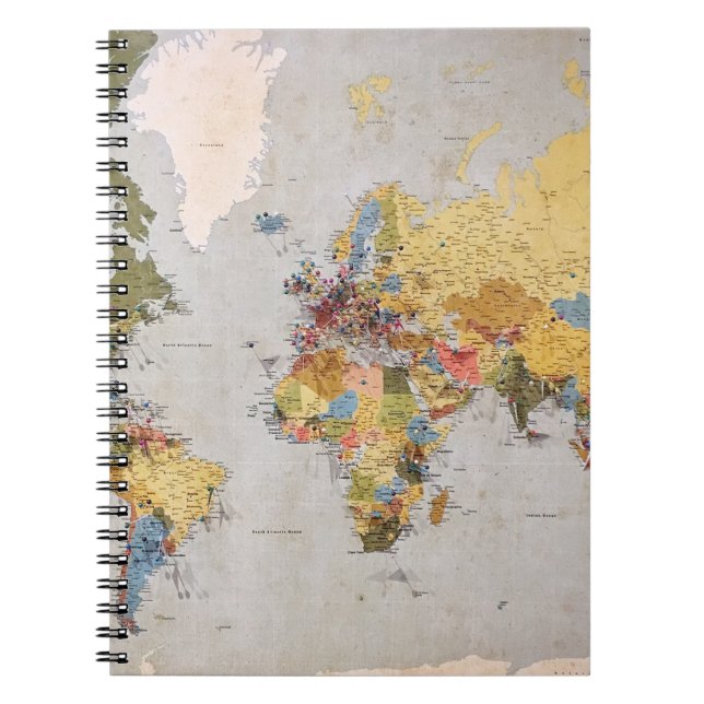 Caderno Espiral mapa mundial (Frente)
