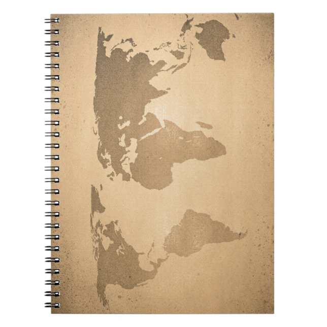 Caderno Espiral Mapa mundial da Vintage (Frente)