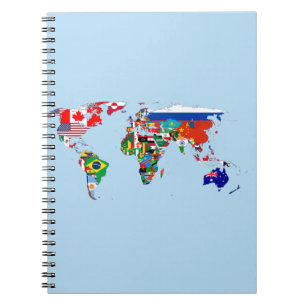 Caderno Espiral Mapa Mundial de Sinalizadores para Notebook Fotogr