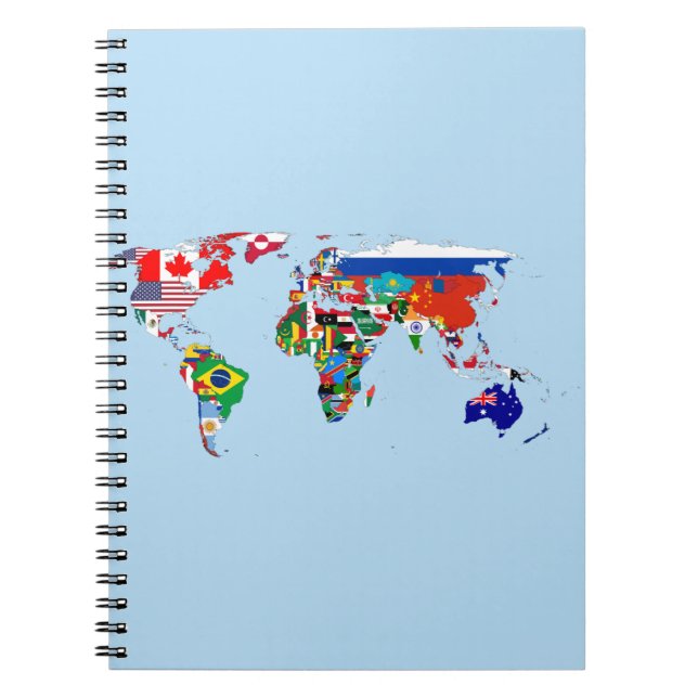 Caderno Espiral Mapa Mundial de Sinalizadores para Notebook Fotogr (Frente)