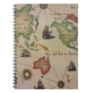 Caderno Espiral Mapa Mundial do Pacífico